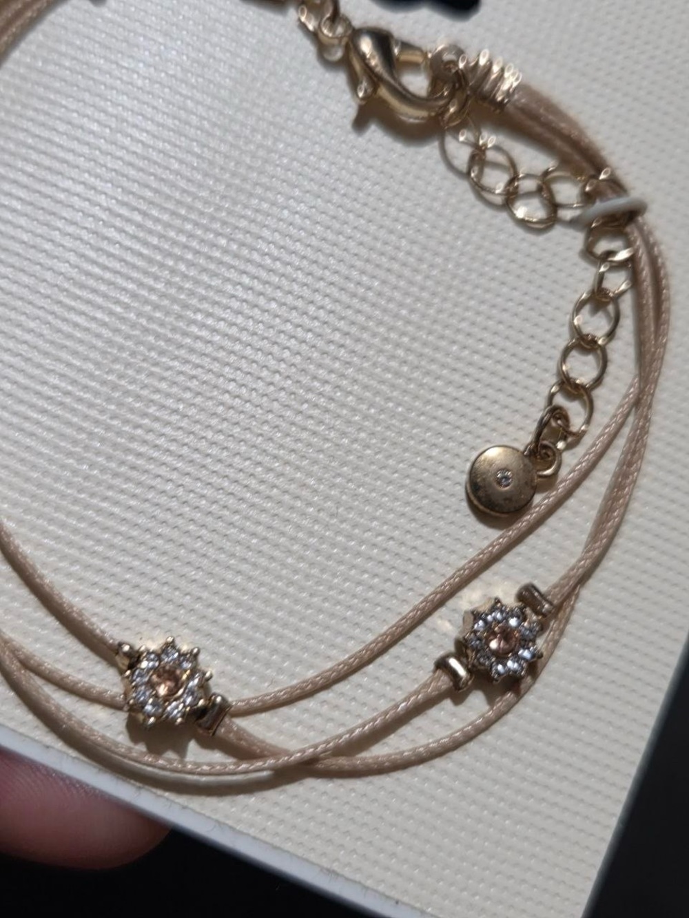 LC Lauren Conrad Blush Pink Multi-Strand Bracelet with Crystal Flowers